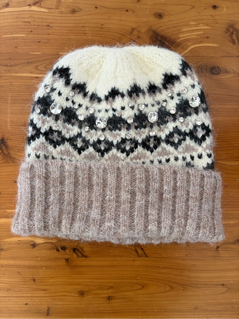 Anthropologie Fair Isle Beanie in Cream & Taupe